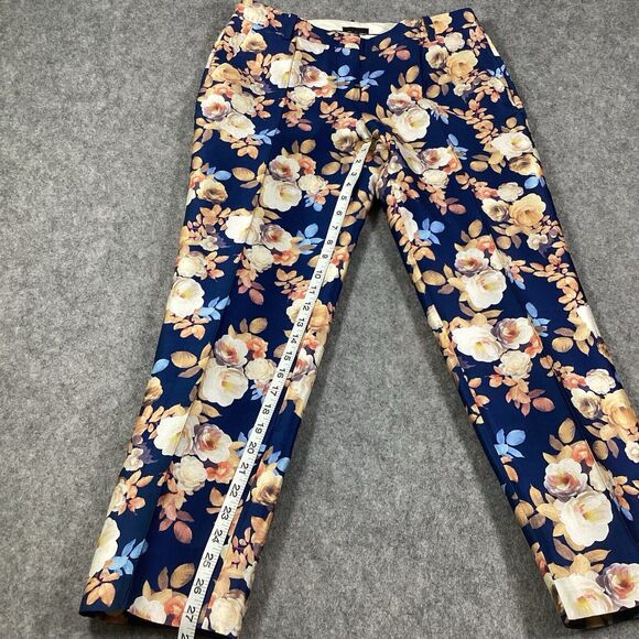 J. Crew Collection Silk Antique Floral Poppy Shantung Trouser Pants Size 4 - Picture 7 of 13